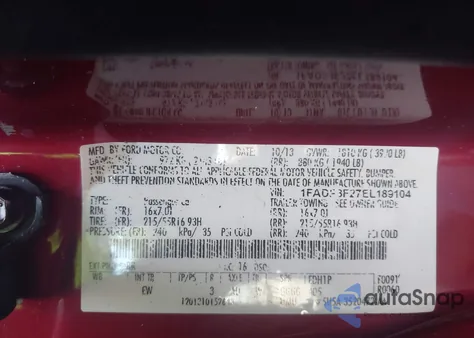 2014 Ford Focus Se из США, поврежденный, VIN 1FADP3F27EL189104